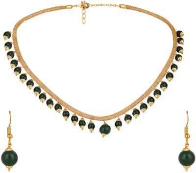 Bhana Jewells Brass Gold-plated Green Jewellery Set(Pack of 3)