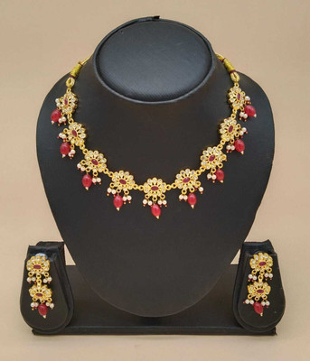 Dado sutho Brass Gold-plated Pink Jewellery Set(Pack of 3)