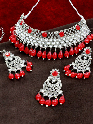 SAIYONI Brass Red Jewellery Set(Pack of 1)