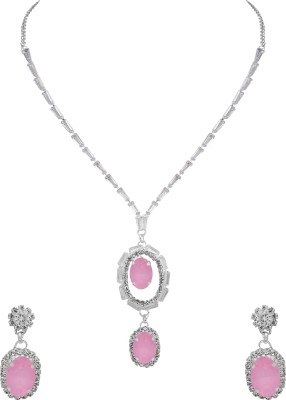 SAIYONI Alloy Silver Pink Jewellery Set(Pack of 3)