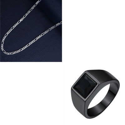 MAATRCHAAYA Stainless Steel Sterling Silver, Titanium Silver, Black Jewellery Set(Pack of 2)