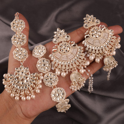 brado jewellery Brass Gold-plated Gold, White Jewellery Set(Pack of 1)