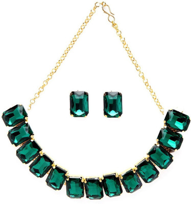 Ruhi Crystal, Alloy Gold-plated Green Jewellery Set(Pack of 1)