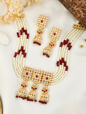 Silvermerc Designs Brass Gold-plated White Jewellery Set(Pack of 1)