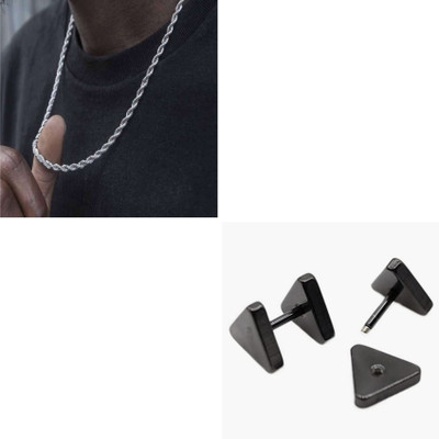 MAATRCHAAYA Stainless Steel Sterling Silver, Titanium Black, Silver Jewellery Set(Pack of 2)