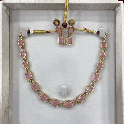Shilpa Creation Brass Pink Jewellery Set(Pack of 1)