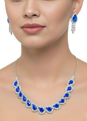 RAXA Alloy Silver Blue Jewellery Set(Pack of 1)