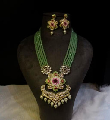 SatnamCreation Alloy Gold-plated Green Jewellery Set(Pack of 1)