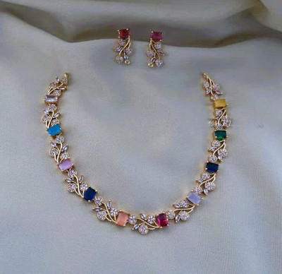 PBM CREATIONS Copper Gold-plated Multicolor Jewellery Set(Pack of 3)