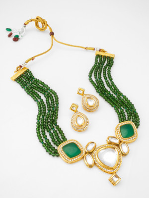 LUXOR Brass Gold-plated Green Jewellery Set(Pack of 1)