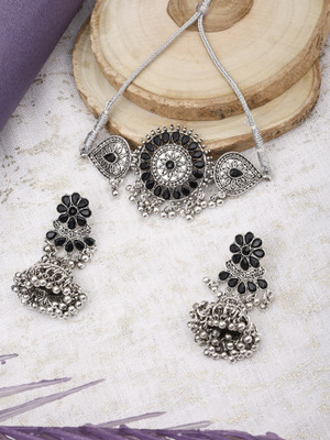 DEGHLAM Zinc Silver Black Jewellery Set(Pack of 3)