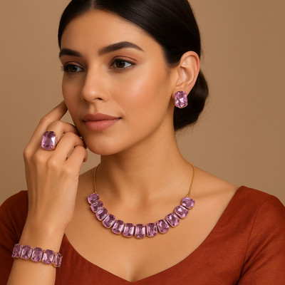 ANOUK Brass Gold-plated Pink Jewellery Set(Pack of 5)