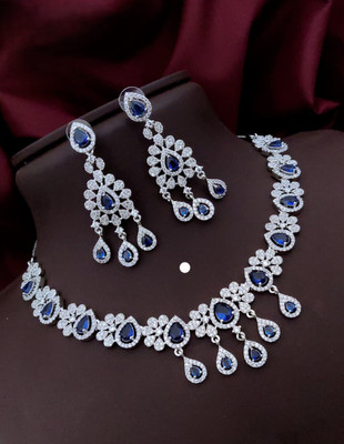 Labhumaa Alloy Silver White Jewellery Set(Pack of 1)