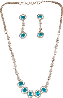 RANIT CREATION Brass Rhodium Silver, Green Jewellery Set(Pack of 1)