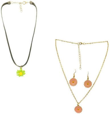 Maefele Alloy Gold-plated Pink, Green Jewellery Set(Pack of 1)