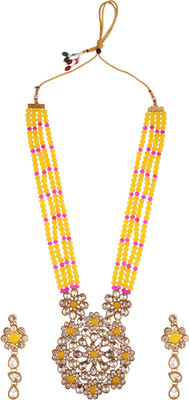 White pearl Alloy Gold-plated Yellow, Pink Jewellery Set(Pack of 2)