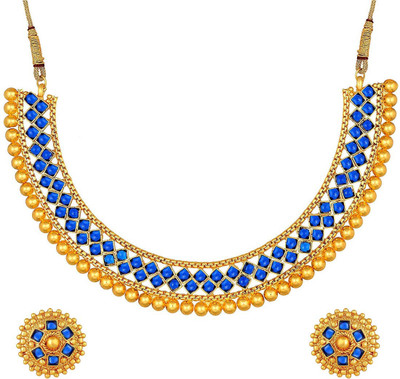 SKG Fashion Store Alloy Gold-plated Blue Jewellery Set(Pack of 1)