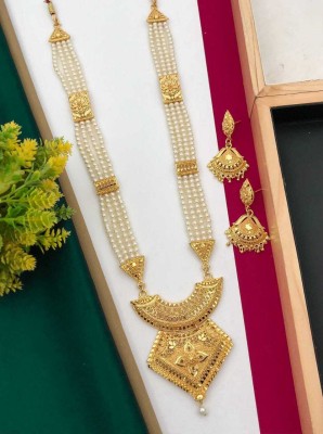 Aditi Fashion Alloy Gold-plated Gold, White Jewellery Set(Pack of 1)