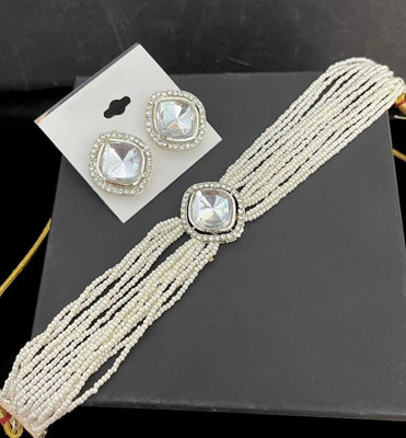 MoonPearl Alloy White Jewellery Set(Pack of 1)
