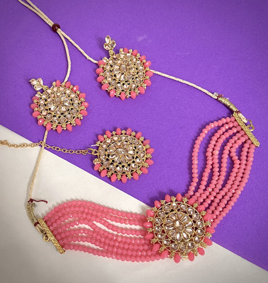 JEWERICHE IMITATION Alloy Pink Jewellery Set(Pack of 1)