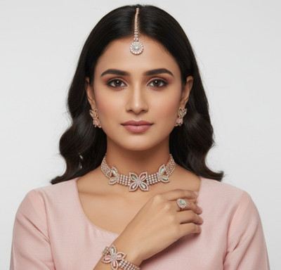 SUTRA ENTERPRISES Brass Pink Jewellery Set(Pack of 1)