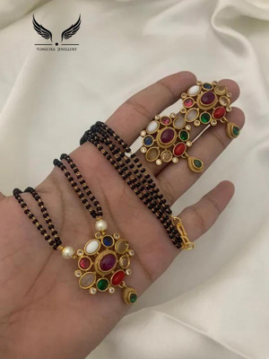 TONOLIKA JEWELLERY Alloy Gold-plated Multicolor Jewellery Set(Pack of 2)