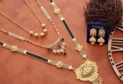 RAMDEV ART FASHION JEWELLERY Brass Gold-plated Gold Jewellery Set(Pack of 1)
