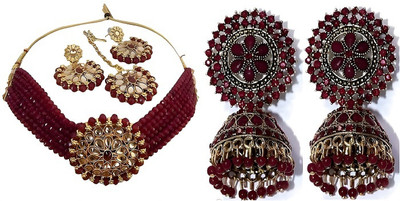 Mystory Alloy Maroon Jewellery Set(Pack of 1)