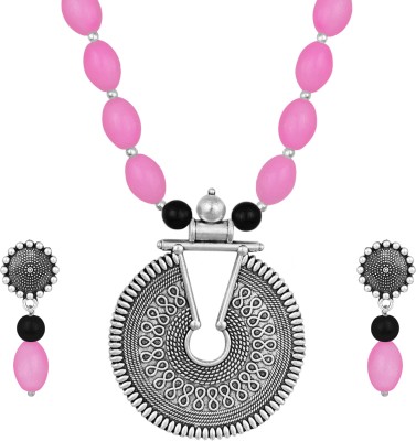 JFL Jewellery for Less Brass Silver Pink Jewellery Set(Pack of 1)