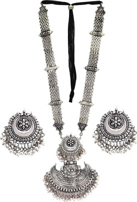 Ruhi Brass Silver Silver Jewellery Set(Pack of 1)