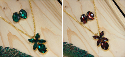 Ronak Fashion Alloy Gold-plated Green, Maroon Jewellery Set(Pack of 2)