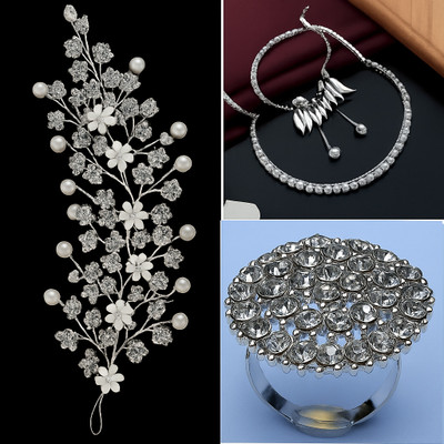 ShiningAura Alloy White, Silver Jewellery Set(Pack of 4)