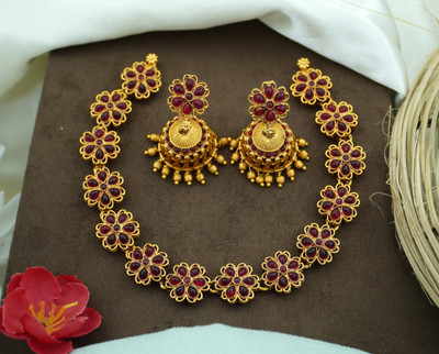 BHARGAV ART Alloy Gold, Red Jewellery Set(Pack of 1)