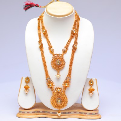 Ethnicking Alloy Gold-plated White Jewellery Set(Pack of 1)