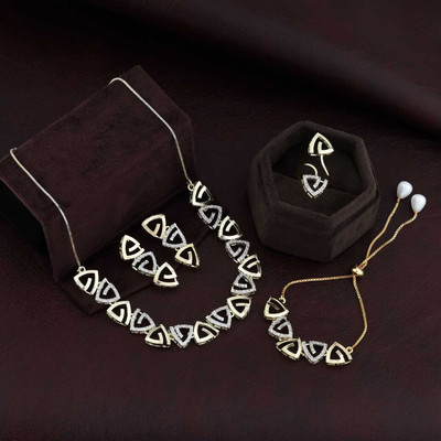 Aadeshh Enterprise Alloy Gold-plated Silver Jewellery Set(Pack of 1)