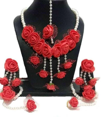 Gahana Fabric Red Jewellery Set(Pack of 1)