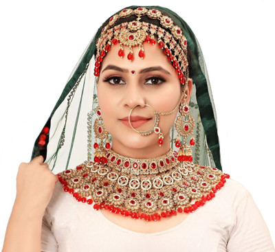 KK IMMITATION Alloy Gold-plated Red Jewellery Set(Pack of 1)