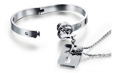 University Trendz Metal, Stainless Steel Sterling Silver, Silver Silver Jewellery Set(Pack of 1)