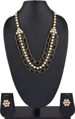 Ronak Fashion Alloy Gold-plated Black, Gold Jewellery Set(Pack of 1)