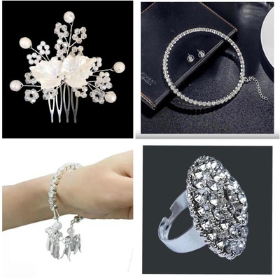 tbh Alloy Silver Jewellery Set(Pack of 4)