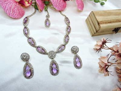 VATSALYA creation Alloy Gold-plated Purple Jewellery Set(Pack of 1)