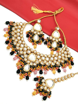 Shaili Craft Brass Gold-plated Green, Yellow Jewellery Set(Pack of 1)