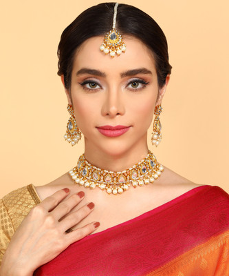 Reesha Jewel Alloy White Jewellery Set(Pack of 4)