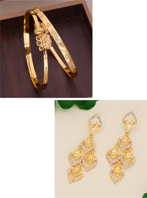 Divastri Brass Gold-plated Gold Jewellery Set(Pack of 2)