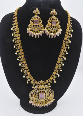 gvg Alloy Gold-plated Pink Jewellery Set(Pack of 2)