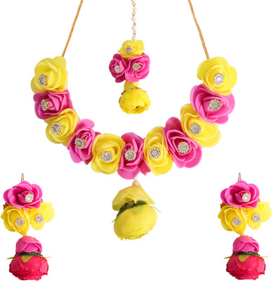 TheQueenVibes Fabric Yellow, Pink Jewellery Set(Pack of 1)