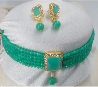 BJ JEWEL Alloy Gold-plated Green Jewellery Set(Pack of 1)