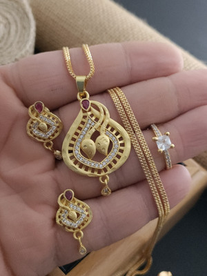 DENISHA Brass Gold-plated Gold Jewellery Set(Pack of 3)