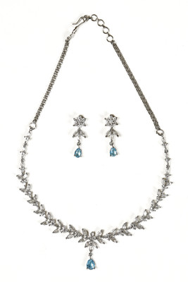 house of common Brass Rhodium White, Blue Jewellery Set(Pack of 1)