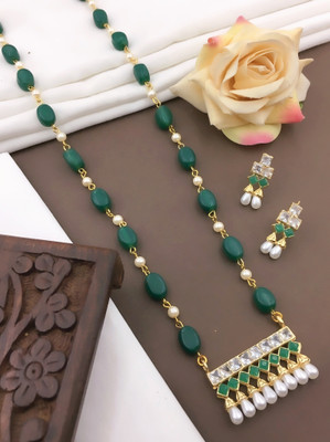 Shree Jai Sai Art Zinc, Alloy Gold-plated Green Jewellery Set(Pack of 1)